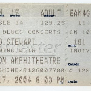 Rod Stewart Vintage Konzertkarte Stub Molson Amphitheater (Toronto, 2004)