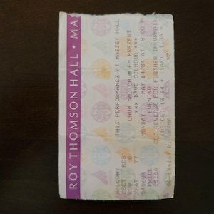 David Gilmour 1984, Toronto Massey Hall Original Konzertkarte Stub
