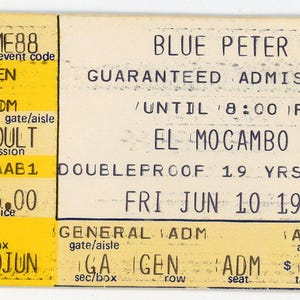 Blue Peter Vintage Konzertkarte El Mocambo (Toronto, 1983)