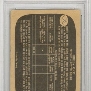 1966 Topps Bobby Orr Graded Rookie Card #35 PSA 1 image 2