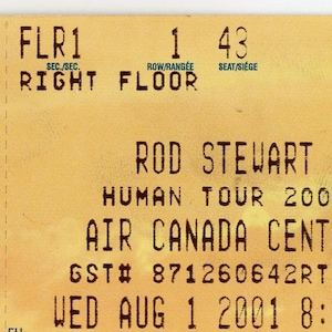 Rod Stuart Vintage Konzertkarte Air Canada Center (Toronto, 2001)