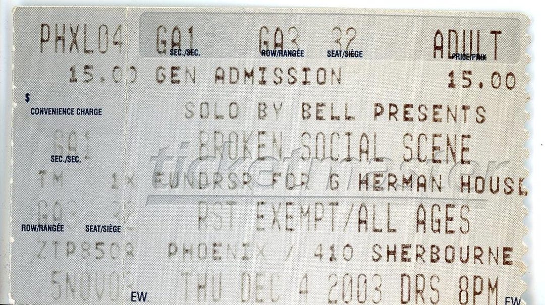 ブロークン・ソーシャル・シーン ヴィンテージ・コンサート・チケット