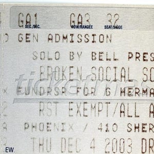 Gebrochene soziale Szene Vintage Konzertkarte Phoenix Concert Theater (Toronto, 2003)