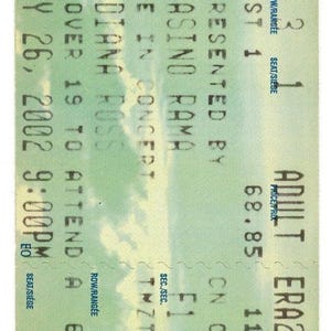 Diana Ross Vintage Konzertkarte Stub Kasino Rama (Orillia, 2002)