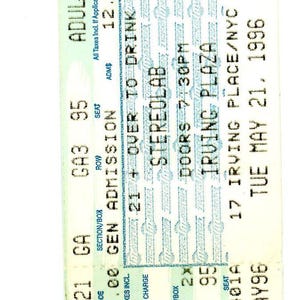 Original Stereolab Vintage Konzertkarte Irving Platz (New York, 1997)