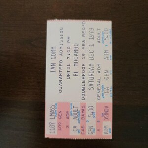 Ian Gomm 1979, Toronto El Mocambo Original Konzertkarte Stub