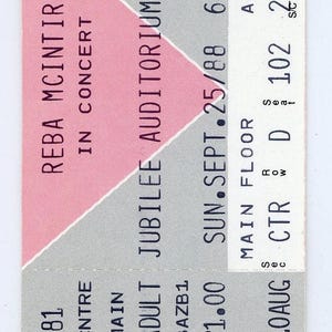 Reba McIntire Vintage Konzertkarte Jubilee Hörorium (Calgary, 1988)