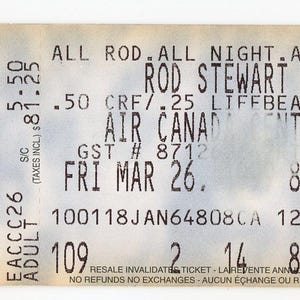 Rod Stuart Vintage Konzertkarte Air Canada Center (Toronto, 1999)