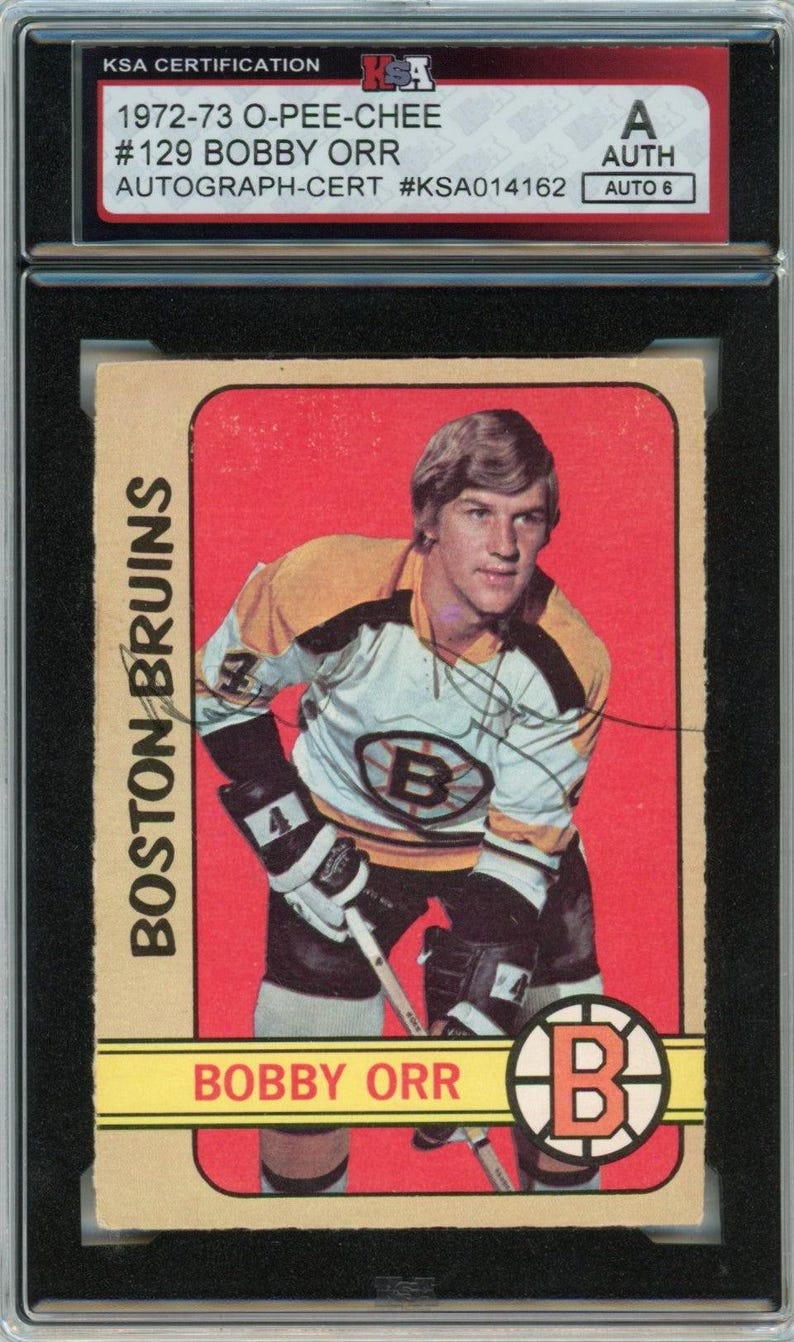 1972/73 OPC O-Pee-Chee Bobby Orr Graded Autograph Card #129 KSA Authenticated AUTO 6 image 1