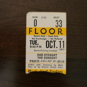 Rod Stuart 1977, Toronto Maple Leaf Gardens Original Konzertkarte Stummel