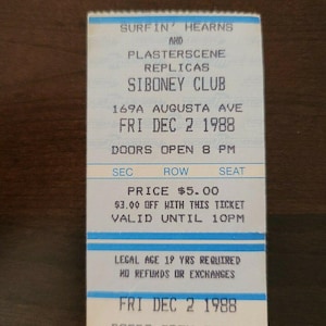 Surfin Hearns Plasterscene Replicas 1988, Toronto Original Konzertkarte Stub