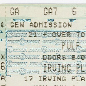 Pulp Vintage Konzertkarte Stub Irving Platz (New York City, 1996)