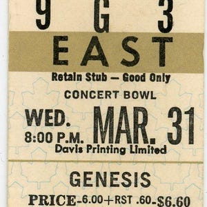 Genesis Vintage Konzertkarte Maple Leaf Gardens (Toronto, 1976)