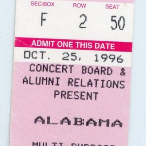 Alabama Vintage Konzertkarte Stub 1996