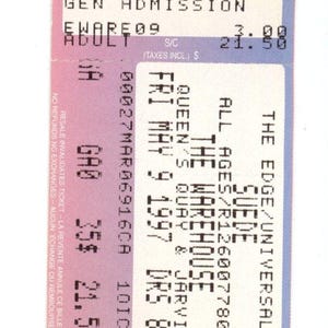 Original Wildleder Vintage-Konzertkarte Stub The Lagerhaus (Toronto 1997)