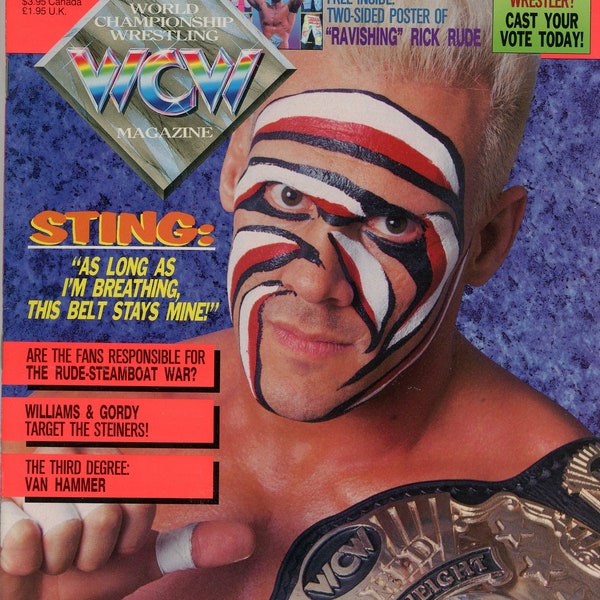 WCW Wrestling Magazine (July, 1992) Sting World Champion