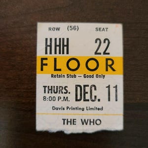 The Who 1975, Toronto Maple Leaf Gardens Original Konzertkarte Stub