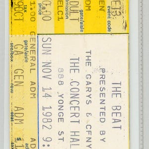 Die Beat Vintage Konzertkarte The Concert Hall (Toronto, 1982)