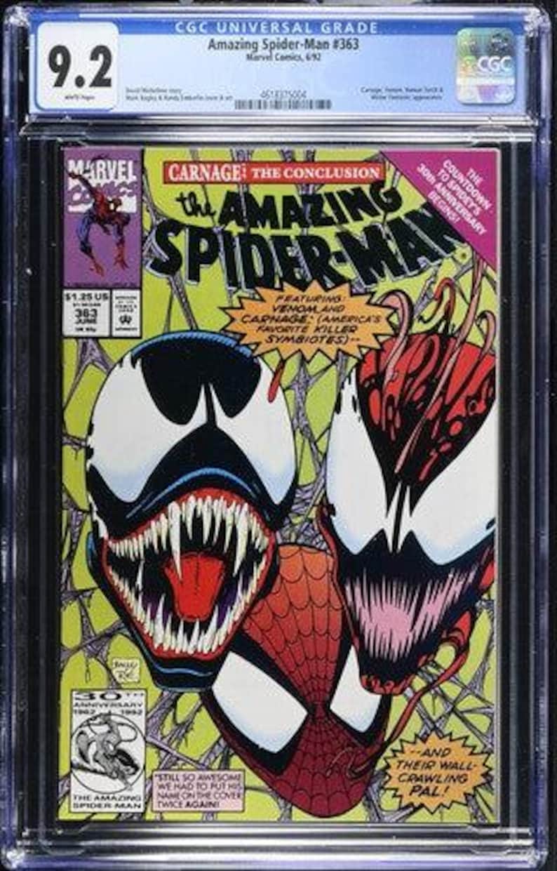 1992 the Amazing Spider-Man #363 Graded Comic Book Mark Bagley / Randy Emberlin Cover CGC 9.2 image 1
