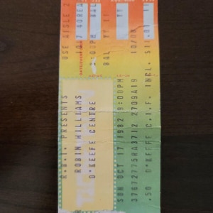 Robin Williams 1982, Toronto O'Keefe Center Original Konzertkarte Stub