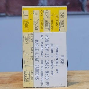 RUSH 1982 Maple Leaf Gardens Toronto Original Vintage Konzert-Gold-Stub