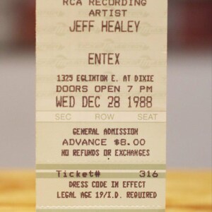 Jeff Healy 1988 Original Vintage Konzertkarte Stub