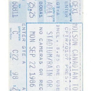 Genesis Molson Canadian Tour Vintage Konzertkarte Stub Ausstellung Stadion (Toronto, 1986)