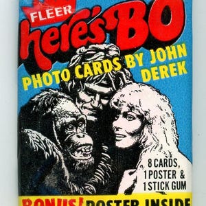 1981 Fleer Here's Bo Sammelkarten Wachspackung (8 Karten)