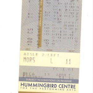 Original LA LA LA Menschliche Schritte Vintage Konzertkarte Stub Hummingbird Center (Toronto, 1999)