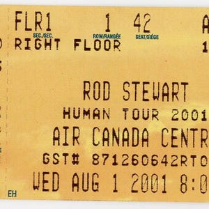 Rod Stuart Vintage Konzertkarte Stub Air Canada Center (Toronto, 2001)