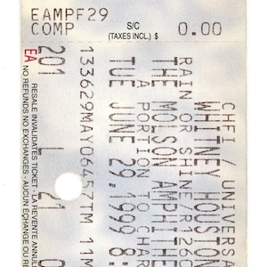 'Whitney Houston Vintage Konzertkarte Stub Molson Amphitheater (Toronto, 1999)