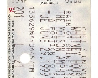 Whitney Houston Vintage Concert Ticket Stub Molson Amphitheatre (Toronto, 1999)