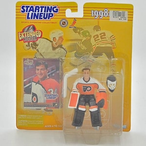 Carte et figurine de hockey John Vanbiesbrouck, formation de départ de la LNH Kenner 1998