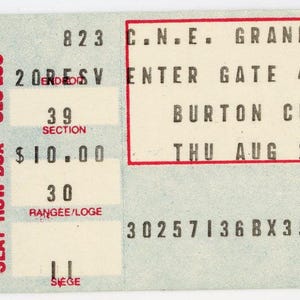 Burton Cummings Vintage Konzertkarte CNE Tribüne (Toronto, 1979)