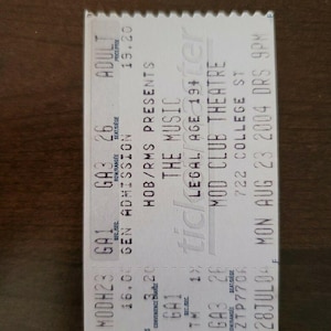 The Music 2004, Toronto Mod Club Original Konzertkarte Stub