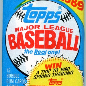 Confezione di carte da baseball MLB Topps del 1989 (15 carte) non aperte