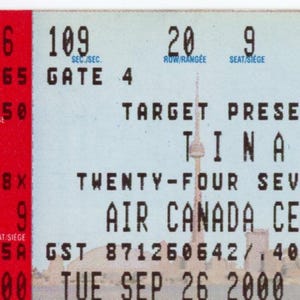 Tina Turner Twenty-Four Seven Tour Vintage Konzertkarte Air Canada Center (Toronto, 2000)