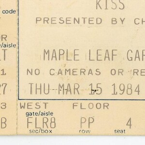 KISS Vintage Konzertkarte Maple Leaf Gardens (Toronto 1984)