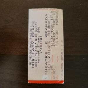 Our Lady Peace 1996, Sherbroche Theater Le Grenada Original Konzertkarte Stummel