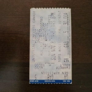 Garbage 1998, Toronto The Warehaus Original Konzertkarte Stub