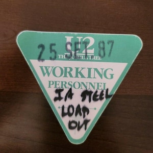 U2 1987 Original Back Stage Access Arbeitspass Konzertkarte Joshua Tree