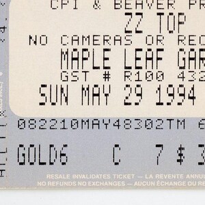 ZZ Top Vintage Konzertkarte Stub Maple Leaf Gardens (Toronto, 1994)
