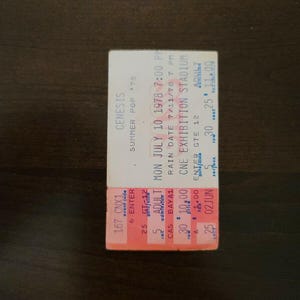 Genesis 1978, Toronto Auführungs-Stadium Original-Konzertkarte Stub