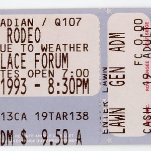 Blue Rodeo Vintage Konzertkarte Stub Ontario Place Forum (Toronto, 1993)