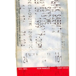 Black Sabbath Vintage Konzertkarte Skydome (Toronto, 1999)