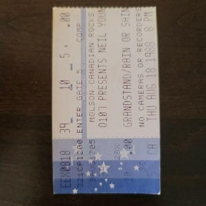 Neil Young 1988, Toronto CNE Grandstand Original Konzertkarte Stummel