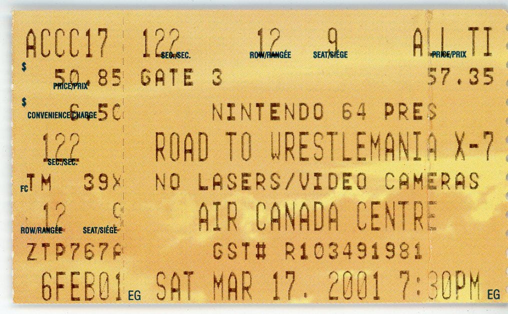 Road to Wrestlemania X-7 Vintage Ticket Air Canada Centre (toronto