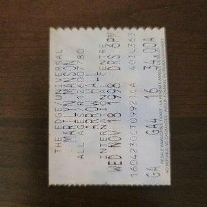 Marilyn Manson 1998, Toronto Arrow Hall Original Konzertkarte Stub