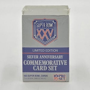 Conjunto de cartas comemorativas do Super Bowl XXV Silver Anniversary de 1991 (160 cartas)