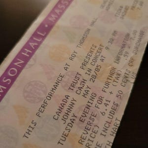 Johnny Cash 1985, Toronto Massey Hall Original Konzertkarte Stub